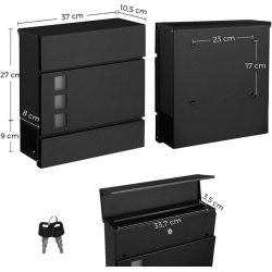 Brevkasse med avisr�r - v�gh�ngt postkasse - sort brevkasse