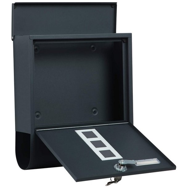 Brevkasse med avisrr - postkasse med avisholder - antracit