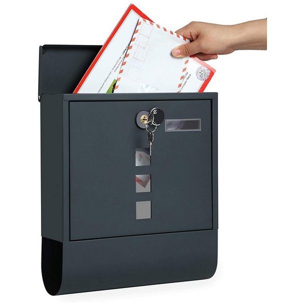 Brevkasse med avisrr - postkasse med avisholder - antracit