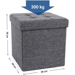 Puf med kiste - skammel med opbevaring 38 x 38 x 38 - m�rkegr�