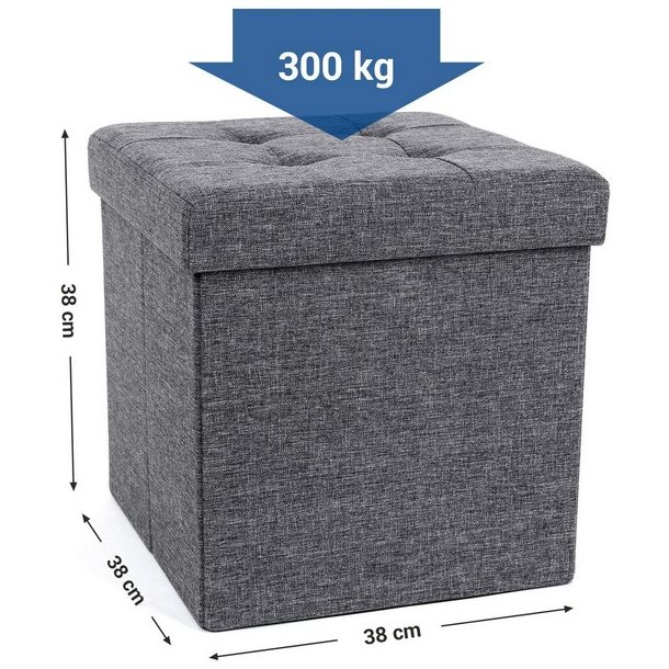 Puf med kiste - skammel med opbevaring 38 x 38 x 38 - m�rkegr�