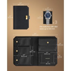 Rejseetui i kunstl�der til 3 ure - sort rejsetaske til ure
