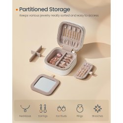 Smykkeskrin med spejl - kompakt rejseskrin til smykker - hvid