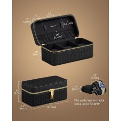 Rejsetaske i kunstl�der til 3 ure - sort rejsetaske til ure