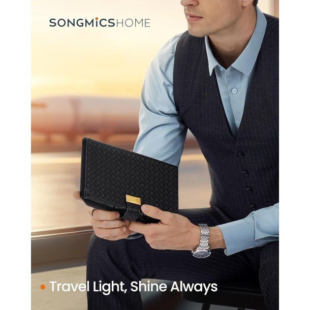 Rejseetui i kunstl�der til 3 ure - sort rejsetaske til ure