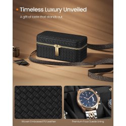 Rejsetaske i kunstl�der til 3 ure - sort rejsetaske til ure