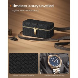 Rejsetaske i kunstl�der til 3 ure - sort rejsetaske til ure