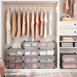 Skoskab i plast - rektangul�rt opbevaringsskab med 10 rum - gr�