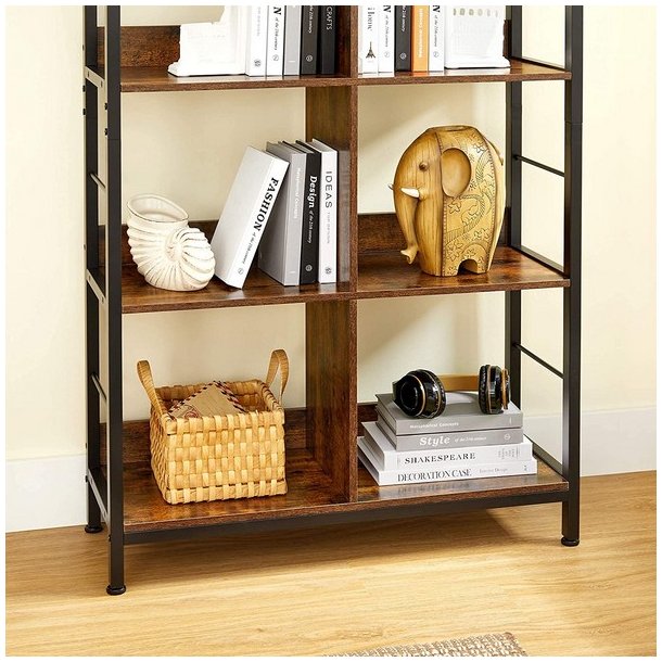 Bogreol - reol i industrielt design - rustik brun 149x80x33