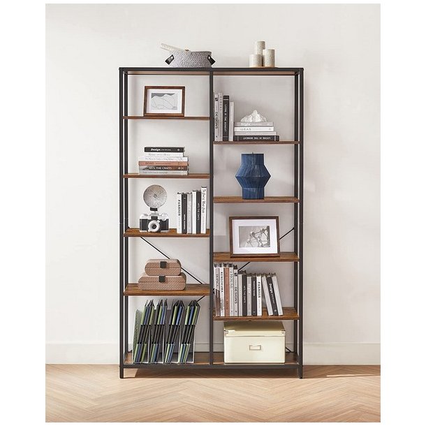 Stuereol - reol i industrielt design - rustik brun 170x100x30