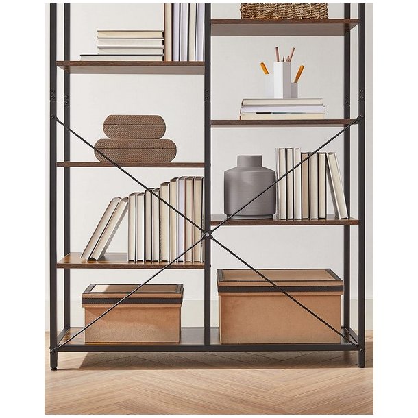 Stuereol - reol i industrielt design - rustik brun 170x100x30