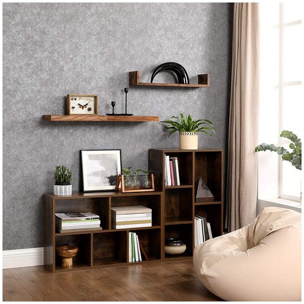 Bogreol - reol i industrielt design - rustik brun 50x24x80