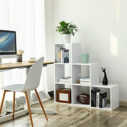 Rumdeler - fritst�ende bogreol i tr� - hvid 97,5 x 29 x 97,5