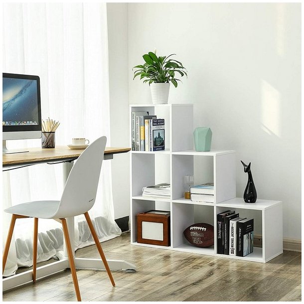 Rumdeler - fritst�ende bogreol i tr� - hvid 97,5 x 29 x 97,5