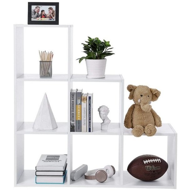 Rumdeler - fritst�ende bogreol i tr� - hvid 97,5 x 29 x 97,5