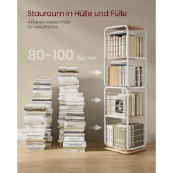 Reol - 360&deg; roterbar bogreol - hvid gulvreol - 43 x 43 x 158