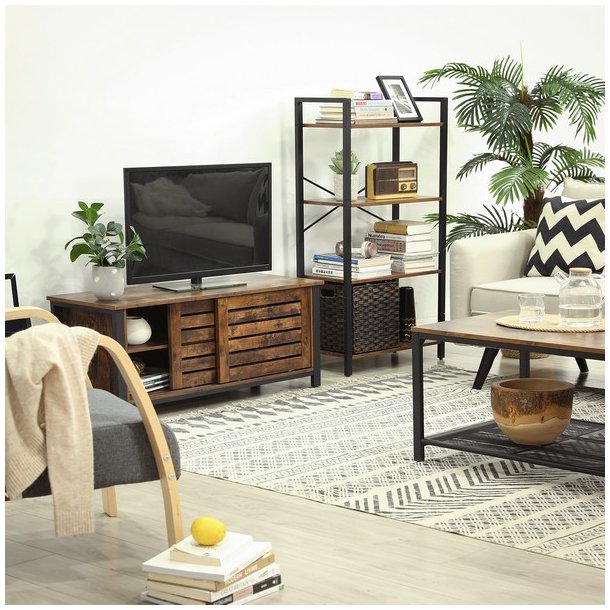 Bogreol - reol i industrielt design - rustik brun 120 x 66 x 30