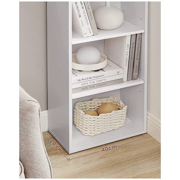 Bogreol - gulvreol og stuereol - hvid reol 40 x 24 x 178,5 cm