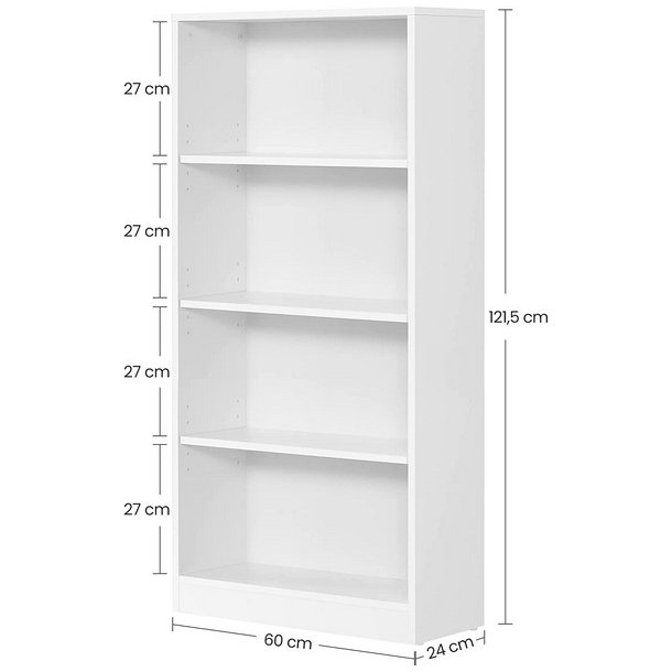 Bogreol - gulvreol og stuereol - hvid reol 60 x 24 x 121,5 cm