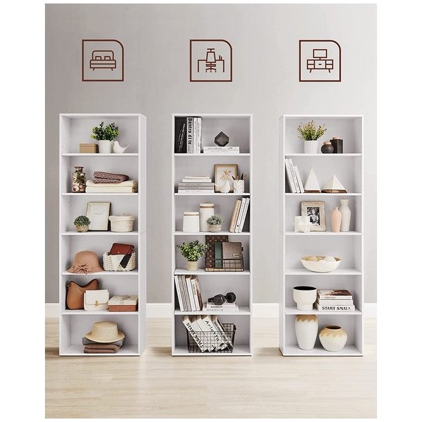 Bogreol - gulvreol og stuereol - hvid reol 60 x 24 x 178,5 cm