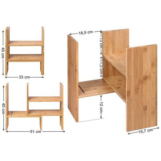 Hylder - skrivebordshylder - opbevaringshylder - brun bambus