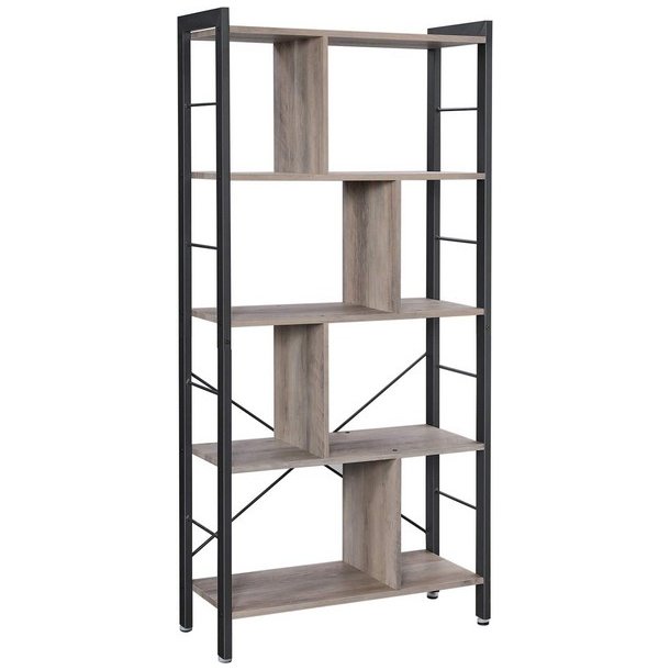 Reol - bogreol i industrielt design - gr beige 154,5x74x30