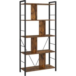 Reol - bogreol i industrielt design - rustik brun 74x30x150