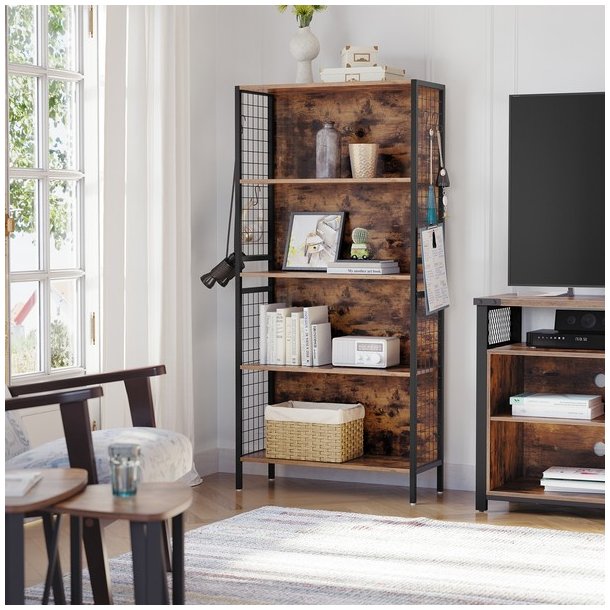Reol - bogreol i industriel stil - rustik brun 155 x 74 x 30