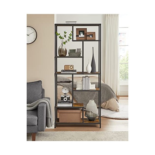 Bogreol med 6 hylder - gulvreol - rustik brun 30 x 80 x 180