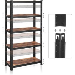 St�lreol - lagerreol - sort og rustik brun reol 150 x 75 x 30