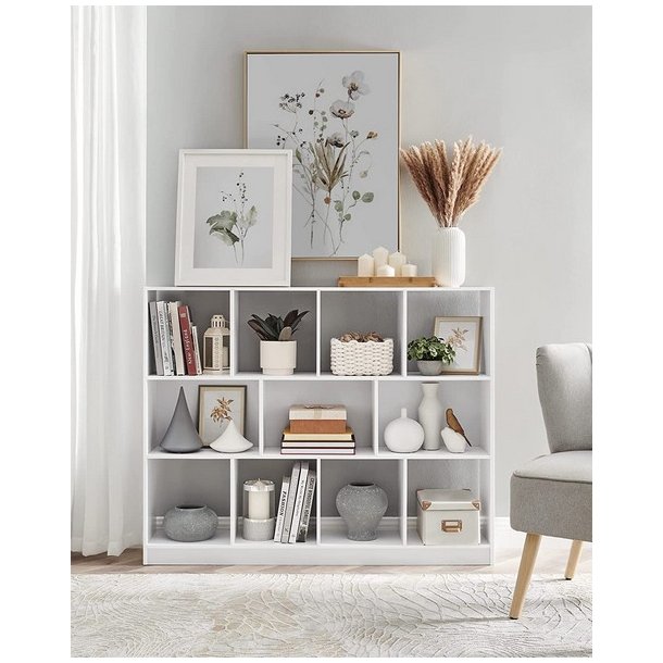 Rumdeler - fritst�ende bogreol - hvid reol 126x30x100