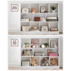 Rumdeler - fritst�ende bogreol - hvid reol 126x30x100