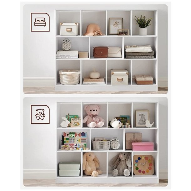 Rumdeler - fritst�ende bogreol - hvid reol 126x30x100