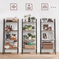 Reol - stigereol i industrielt design - gr� beige 138 x 56 x 34