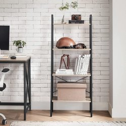 Reol - stigereol i industrielt design - gr� beige 138 x 56 x 34