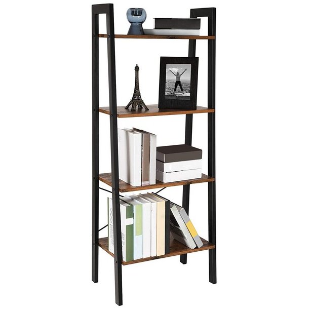 Reol - stigereol i industrielt design - rustik brun 138 x 56 x 34