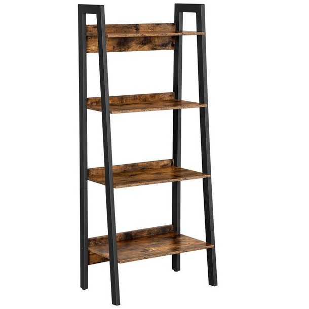 Reol - stigereol i industrielt design - rustik brun 138 x 56 x 34