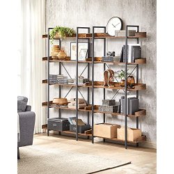 Bogreol - stuereol med 5 hylder - rustik brun 100 x 28 x 178