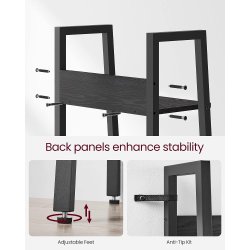 Reol - stigereol i industrielt design - sort 170 x 30 x 34