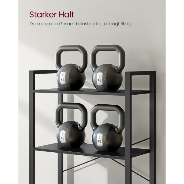 Reol - stuereol i industrielt design - sort 186 x 66 x 30