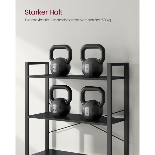 Reol - stuereol i industrielt design - sort 186 x 80 x 30