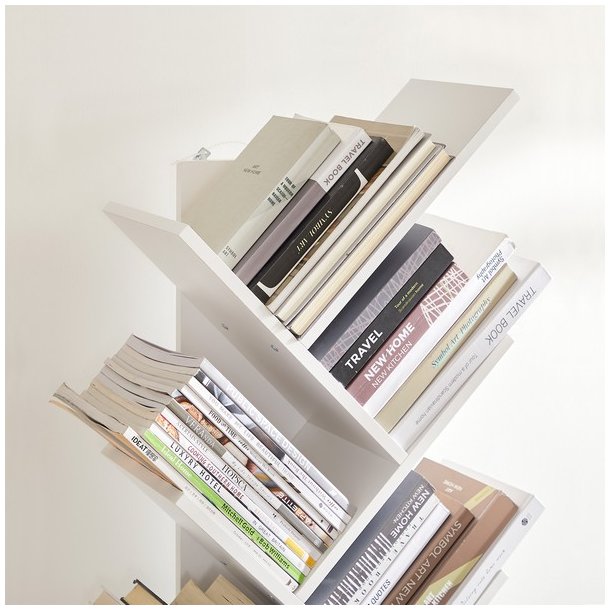 Reol med hylder til b�ger - bogreol - hvid 50 x 25 x 142