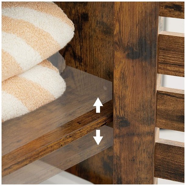 Reol med skab og 3 hylder - rustik brun gulvreol 40 x 30 x 167