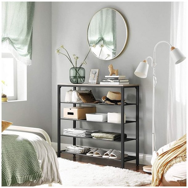 Skoreol med hylder til sko - reol med skohylder - gr� beige