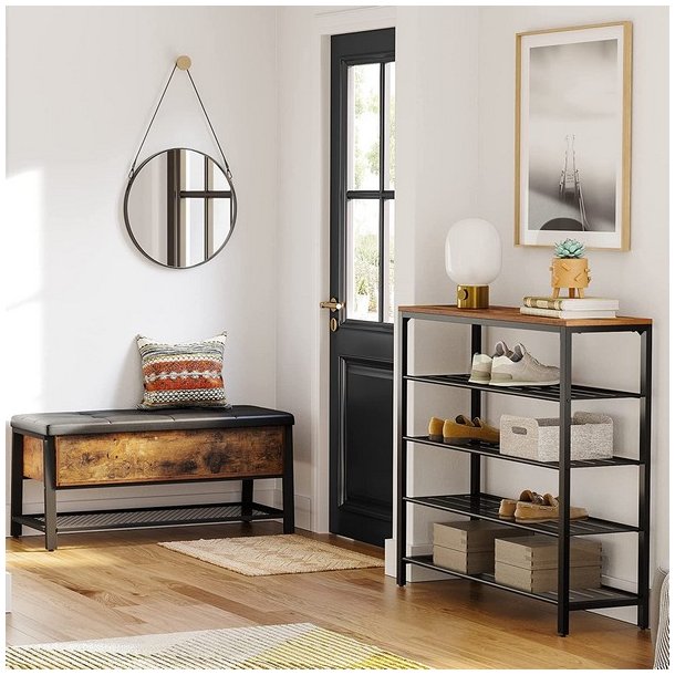 Skoreol med hylder til sko - reol med skohylder - rustik brun