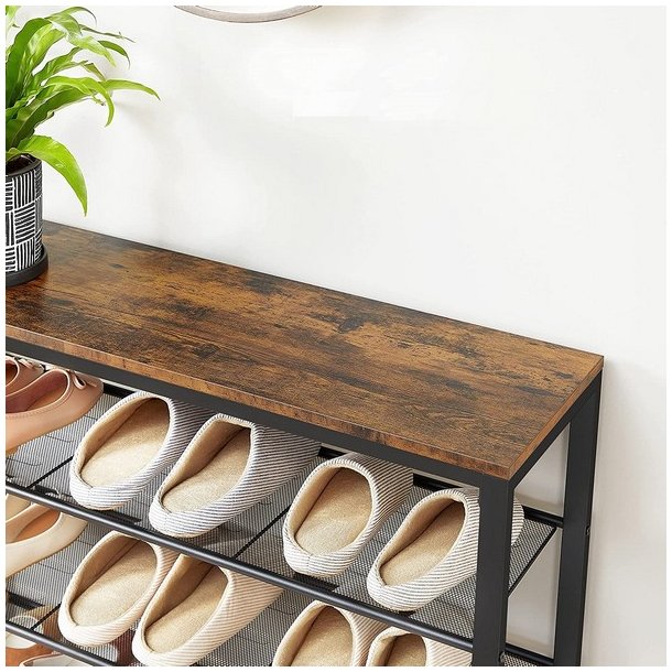 Skoreol med hylder til sko - reol med skohylder - rustik brun