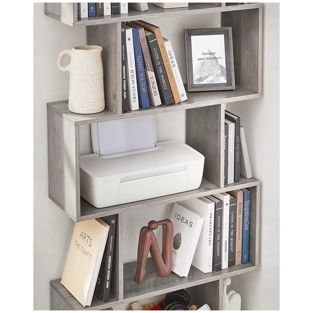 Reol - bogreol i industrielt design - gr� beige 190 x 24 x 70