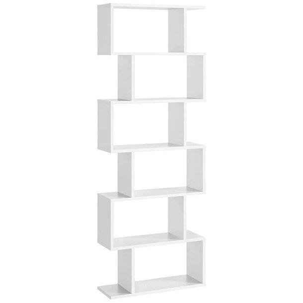 Reol - bogreol i industrielt design - hvid 190 x 24 x 70