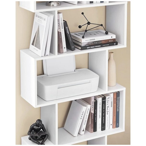 Reol - bogreol i industrielt design - hvid 190 x 24 x 70