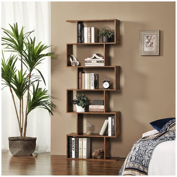 Reol - bogreol i industrielt design - rustik brun 190 x 24 x 70